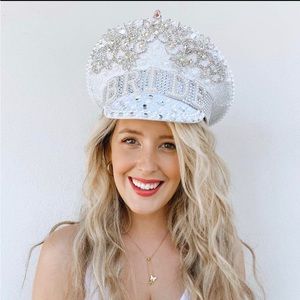 Bridal bedazzled  funky hat
